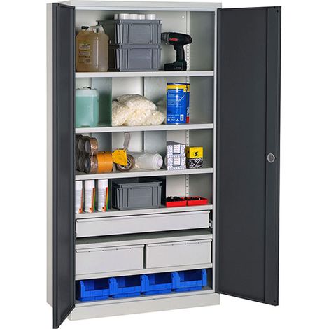 Armadio da officina - 3 cassetti e 6 ripiani - RAL 5015 - W030090035-GCBI
