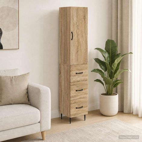 vidaXL Schrankset 2 pcs Sonoma-Eiche 33 x 34,5 x 90 cm Holzwerkstoff (1/5)