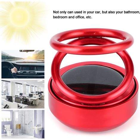Désodorisant Solaire Rotatif pour Voiture - Double Anneau Rouge - Purificateur d'Air Aromathérapie (1/5)