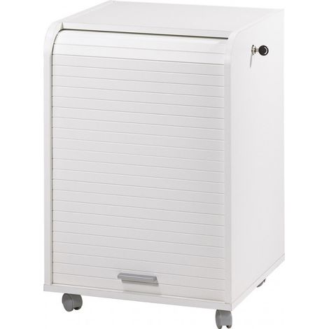 Caisson à rideau sur roulettes 2 tiroirs blanc Orga 70cm (1/3)