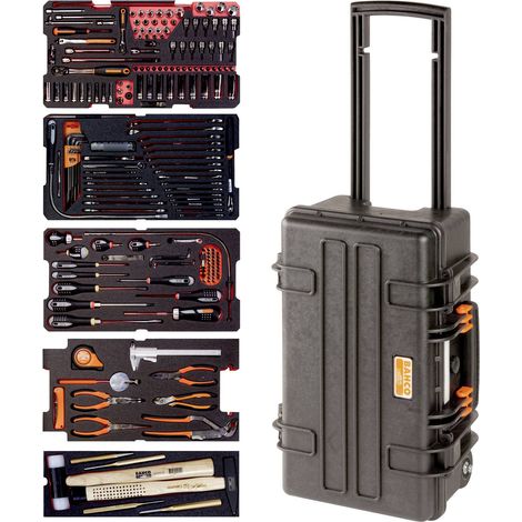 Bahco – Caisse à outils métallique 194 pcs – Structure en résine copolymère – Roulettes pour transport facile – Système de fermeture hermétique (1/5)