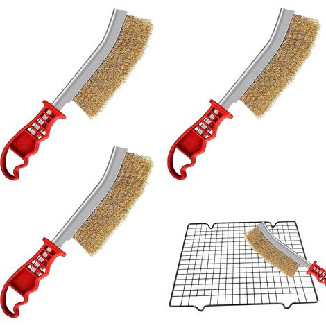 3 Pièces Brosses en Laiton pour Barbecue,Brosse Metallique,Brosse à fil manuel,Brosse métallique en laiton,Brosse LaitonPour le nettoyage des scories de soudure et des résidus de rouille. (1/5)