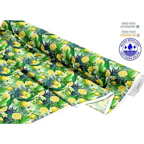 TESSUTI DECORATIVI PER ESTERNI OXFORD - Motivo limoni su foglie verdi I DR165 (1/5)