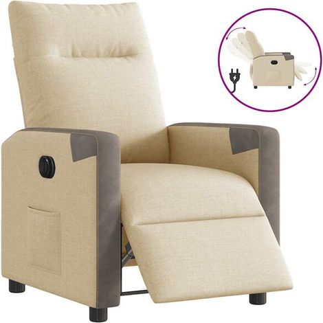Chaise électrique réglable en tissu beige – Fauteuil roulant électrique pliable avec siège confortable, batterie longue durée et freins de sécurité – Pour intérieur et extérieur (1/5)