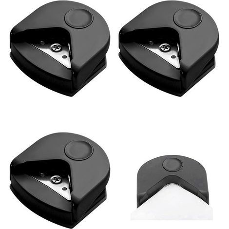Perforatrice à coins arrondis - Lot de 3 - Compacte (6 x 5,5 x 2 cm) - 4 mm - Noire (1/5)