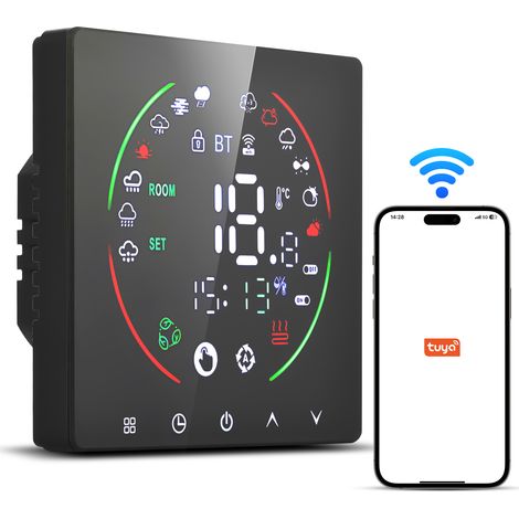 Thermostat intelligent Tuya WiFi pour la maison, chauffe-eau 3A, programmateur de température hebdomadaire, écran LCD, thermostat mural numérique intelligent (1/2)