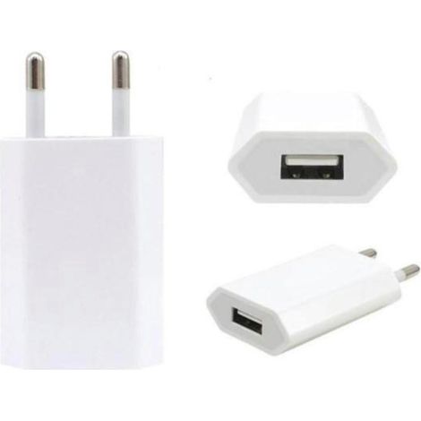 Chargeur USB compatible avec iOS et autres appareils, 5V/1A, blanc. (1/5)