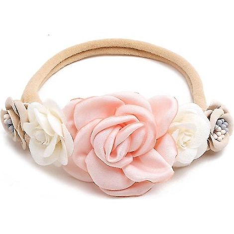 Baby-Haarreif mit künstlicher Blume, aus weichem, elastischem Nylon, im Prinzessinnenstil, niedlich, für Neugeborene und Kleinkinder - 19 (1/5)