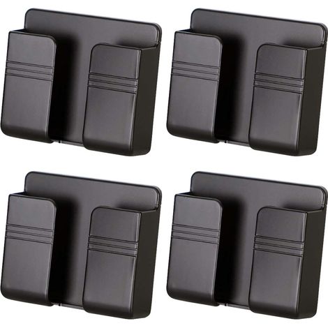 4 pièces Support Mural pour Chargeur de téléphone Portable, Support Mural adhésif pour téléphone Portable 3M pour Chargeur, Supports de téléphone pour Mur de lit de Douche (Noir) (1/5)