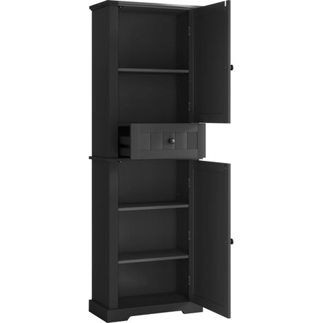 Armario de baño negro de MDF 56 x 28 x 167,3 cm con cajón y baldas regulables (1/5)