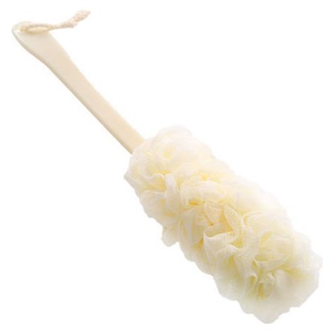 Éponge de douche et de bain douce en maille, à long manche, pour seniors, personnes âgées, personnes handicapées, femmes enceintes souffrant d'arthrite, grands-parents (blanche) (1/5)