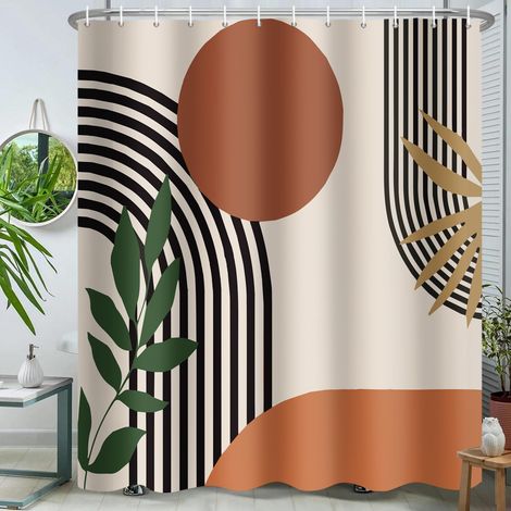 Rideau de Douche bohème pour Salle de Bain - Moderne - Style bohème Abstrait - Tissu géométrique - Imperméable - 183 x 183 cm (1/5)