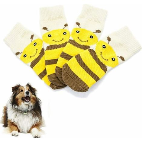 Chaussette pour Chien Botte pour Chien Chaussure pour Chiens Chien Chaussons Chien Chaussettes Chien Chaussures Antidérapant Chien Bottes pour Blessés Pattes Étanche ,abeille 4XL, Ensoleillé (1/5)