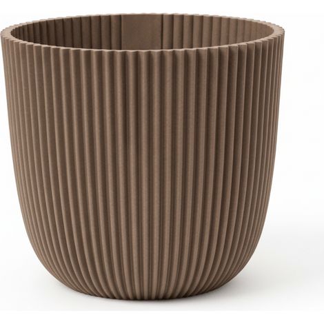Pot de Fleurs pot rainuré à Rainures Verticales Taupe Chaud Ø 25 cm Intérieur et Extérieur - PANGIVO (1/5)