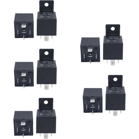 Lot de 10 relais inverseurs 12 V 40 A à 5 broches pour automobile, moto, bateau, vélo (1/4)