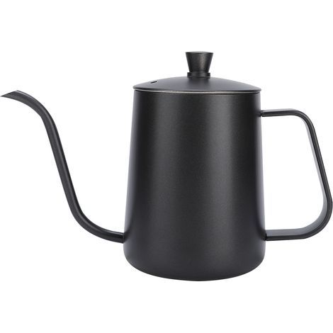 Teekessel aus Edelstahl mit Schwanenhals, langem, schmalem Ausguss und Abtropfschale (600 ml) (1/5)