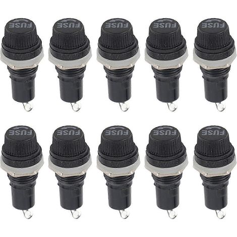 10 Einschraub-Sicherungshalter (5 x 20 mm), Einbaugehäuse für Radiosicherungen, 10er-Packung, Schraubverschluss, 5 x 20 mm