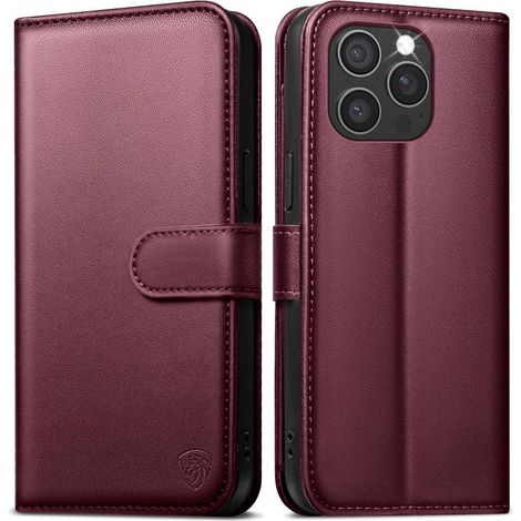Handyhülle iPhone 16 Pro Klapphülle RFID Für iPhone 16 Pro Weinrot (1/5)
