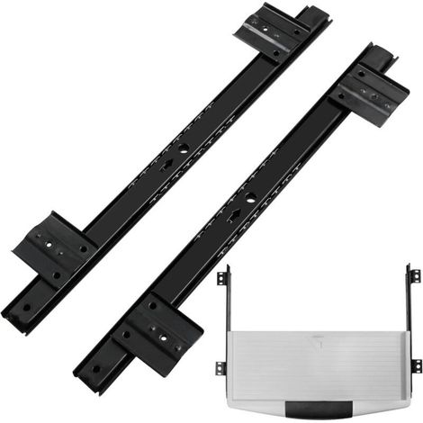 Glissières clavier tiroir réglables hauteur Tablette - 1 paire Tiroirs Coulisse Longueur totale ouverte 58,3 mm, Souris et tablette ordinateur portable, pour Plateau Coulissant, Armoire Meubles (1/3)