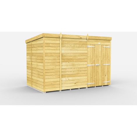 9 x 6 Feet Pent Shed - Double Door Without Windows - Wood - L178 x W276 x H201 cm