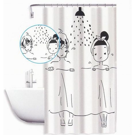 Trade Shop - Tenda Doccia Antimuffa Coppia Coppietta Impermeabil 180x180cm Anelli Bagno 59528 - (1/2)