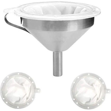 Entonnoir de cuisine en inox 5 pouces, filtres 200/400 mailles, pour liquides, huiles, jus, vin, confitures (1/4)