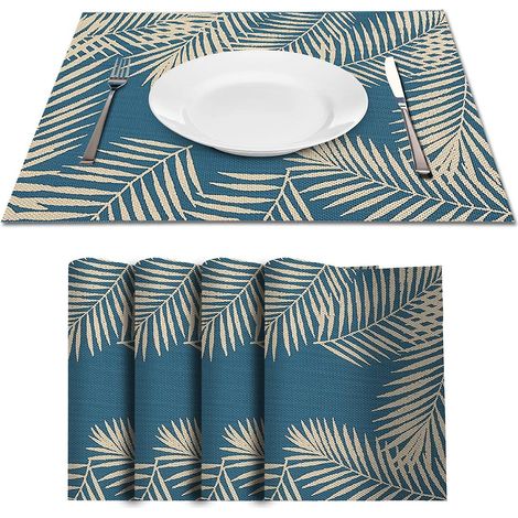 lot De 4 Sets De Table En Pvc Tresss(bleu) Sets De Table Lavable Rsiste  La Chaleur Antidrapant Tapis De Table Pour Cuisine Restaurant Table  Mang