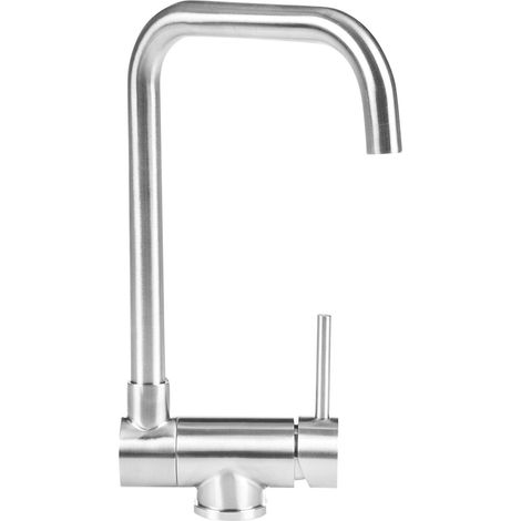 Kitchen Tap Silver Stainless Steel Swing and Pull Out Mixer Showerhead Faucet Aerator Modern JUNTUMA (1/5)