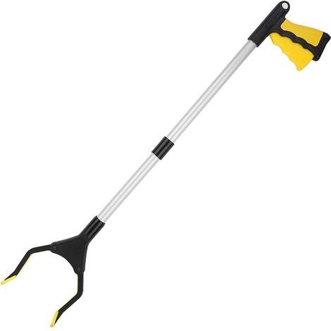 Outils de Ramassage, 32" Pince Extension Pliable, Outil d'aide Handicapé en Aluminium avec Pince Rotative en Caoutchouc, Extension à Bras Long pour Ramasse-Déchets - Jaune (1/5)