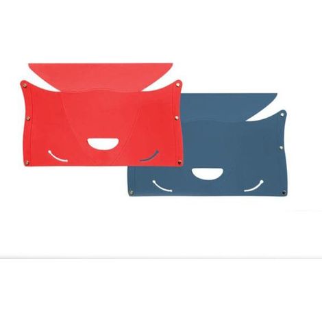 Tabourets pliants - Lot de 2 - Repose-pieds pliant - Plastique - Escabeau pliant - Ultra-fin - Portable - Rouge/Bleu - 31 x 19 cm (1/5)