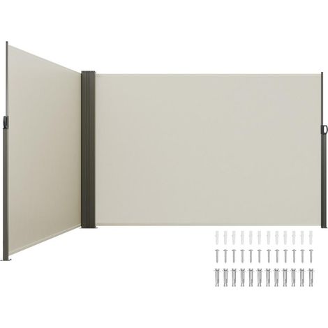 200x600 cm Auvent Latéral Rétractable Paravent Extérieur Brise-Vue Pare-Vent Toile Polyester Déperlante Anti-UV Beige (1/5)