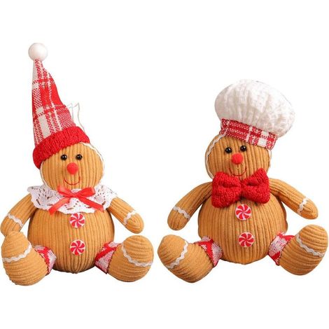 2 Pièces Figurines de Noël en Peluche Bonhomme en Pain D'épice Garçon Fille, Bonhomme en Pain D'épice Décoration de Noël Ornements Suspendus, Ornements Bonhomme en Pain D'épice pour Décorations D'arbr (1/5)