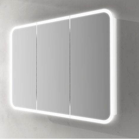 Bagno Italia Specchiera 95x70x15 con Led Specchio Contenitore bianco con ante (1/2)