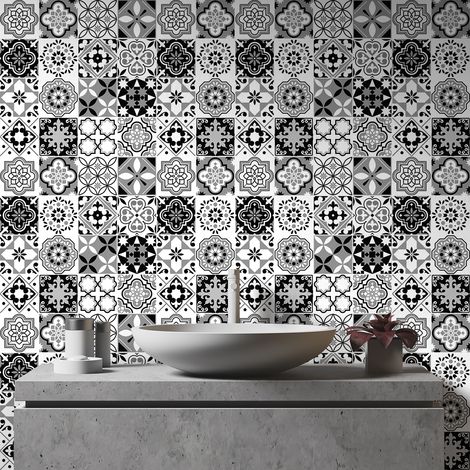 Sticker Mural Carrelage adhésif Cuisine Salle de Bain - 24 STICKERS CARRELAGES AZULEJOS KIMINA - 24stickers10x10cm (1/5)