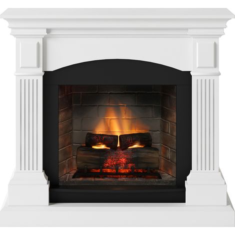 TAGU Cheminée électrique connectée 1400W - MAGNA Powerflame 2 - effets flammes 3D et crépitement - Blanc
