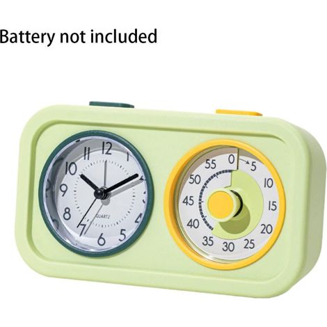 Timer visivo a misura di bambino con funzione orologio: timer con conto alla rovescia di 60 minuti su doppio schermo, con sveglia e luce notturna, ideale per i compiti, il tempo trascorso davanti allo