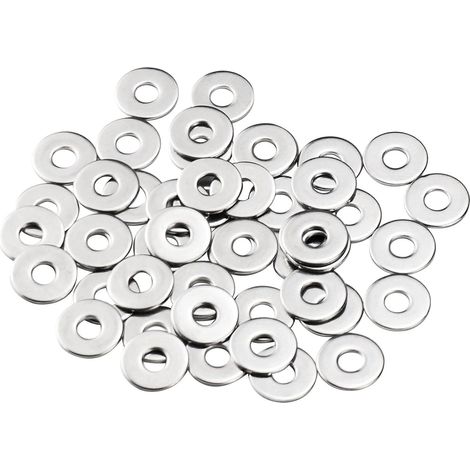 50 - Rondelle Plate - Acier Inoxydable M6 - Résistance Corrosion DIN9021 Usage Bricolage Argent 18x1,6mm (1/3)