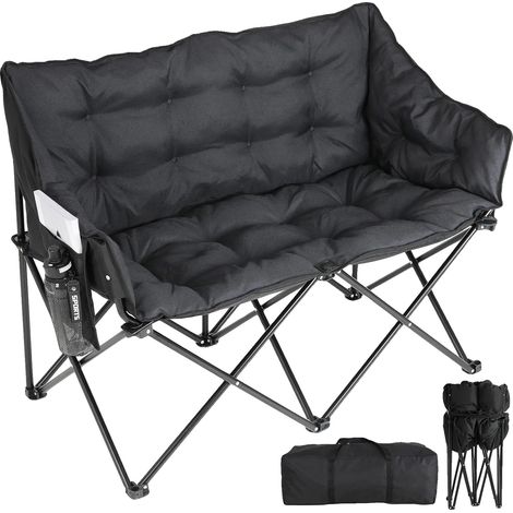 Chaise de camping, rembourrée, design pliant, Chaises noires 1 pièce (1/2)