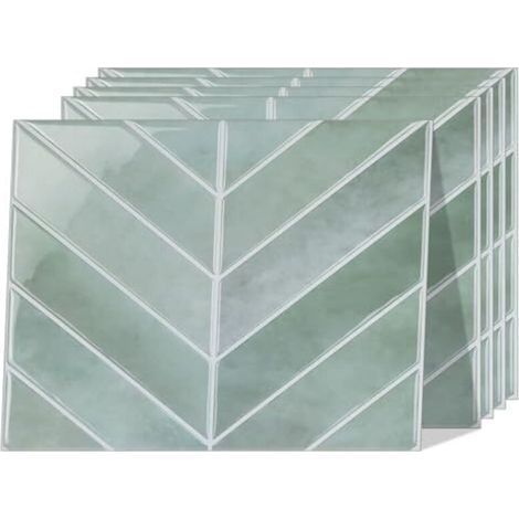 Carreaux adhésifs, épaisseur 2,5 mm, motif chevron, étanches, pour cuisine et salle de bain, 32 x 25 cm, lot de 5. (1/5)