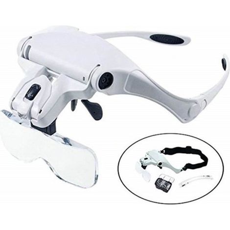 Stirnlupenbrille mit LED-Licht, freihändige Stirnlupe für präzises Nähen, 1,0x, 1,5x, 2x, 2,5x