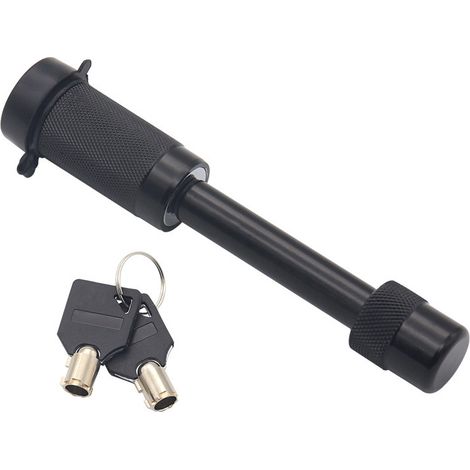 Verrou d'attelage de remorque, goupille de verrouillage pour récepteur d'attelage, antivol avec capuchon étanche et 2 clés, pratique pour camion de remorquage, bateau, accessoires auto (Noir). (1/4)
