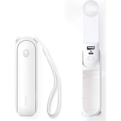 Mini-Ventilator mit Powerbank-Funktion und Taschenlampe, faltbar, 4500 mAh, USB-C – weiß (1/5)
