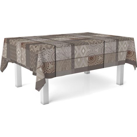 Nappe Toile cirée Lavable rectangulaire 260x140 cm Pompe Brun (1/5)