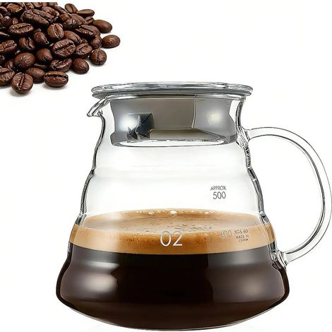 1 Verseuse, Verre borosilicate, 600 ml, Couvercle, Bec anti-goutte, Maison Bureau (1/5)
