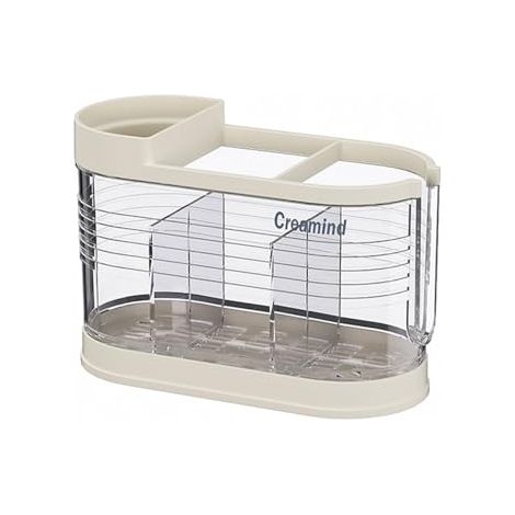 Égouttoir à ustensiles de cuisine, boîte de rangement pour couverts en plastique, étagère de rangement pour couverts de comptoir, couverts, fourchettes, couteaux, cuillères (1/4)