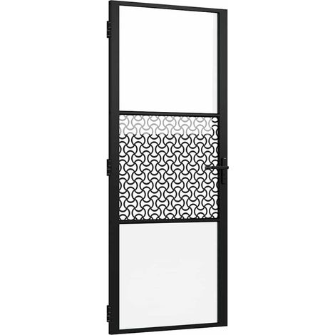 Puerta de Vidrio Calado Negro 83 x 3,5 x 201,5 cm Aluminio vidaXL
