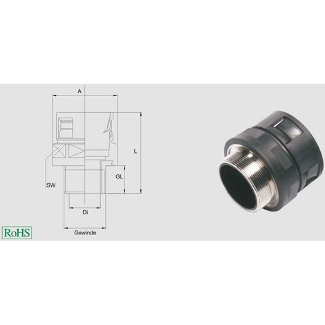 HELU 920233 HSSV MG M Schlauchverschraubung Grau M25 Gerade 1 St.