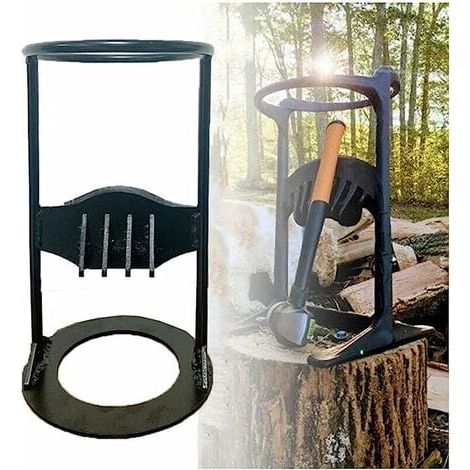 Partidor de leña con luz, partidor de troncos manual, cuña de hierro fundido con luz, negro