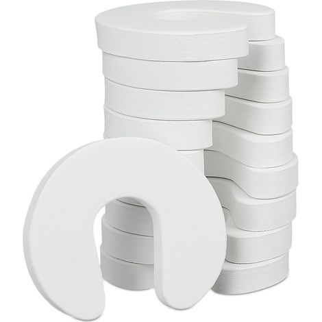 Relaxdays Bloque-porte, lot de 10, pour tiroir, anti-pincement pour bébés et enfants, mousse, HLP 2 x 9 x 10,5, blanc (1/5)
