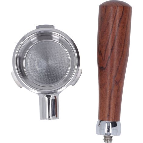 Portafilter Bottomless 58mm avec Manche Bois, Panier Détachable en Acier Inoxydable pour Barista (1/5)